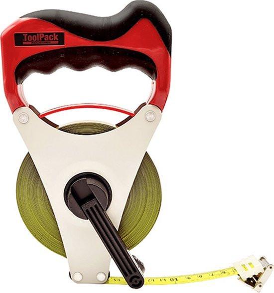 Toolpack 50m Fiberglass Measuring Tape 13mm Wide For Long Distance Precise Measurement.